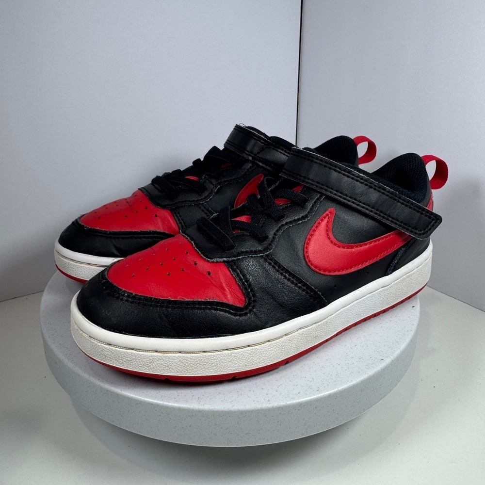 Nike Court Vision Low Boys Black Red Basketball Sneakers Shoes Size 2.5 - Picture 4 of 11